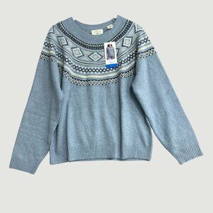 Original Weatherproof Vintage Women's L Blue Fair Isle Sweater M0286